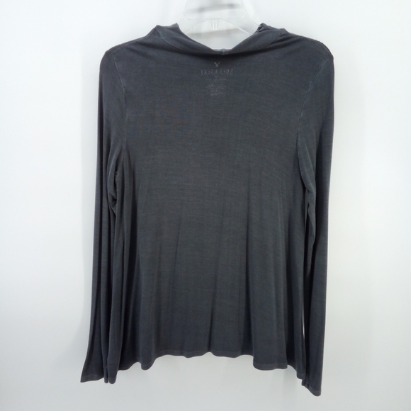 AEO Soft & Sexy Gray Keyhole Long Sleeve Shirt Small American Eagle Outfitters - Picture 5 of 9